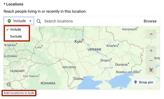 Add or remove specific locations, and add multiple locations at once.