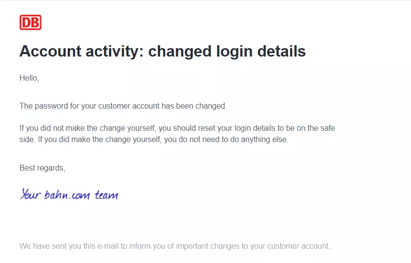 Account update emails