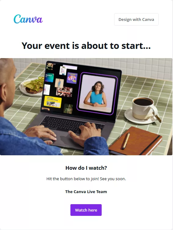 Event reminder emails