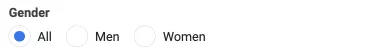 Another simple option is gender. Choose from three targeting options: men, women, or all.