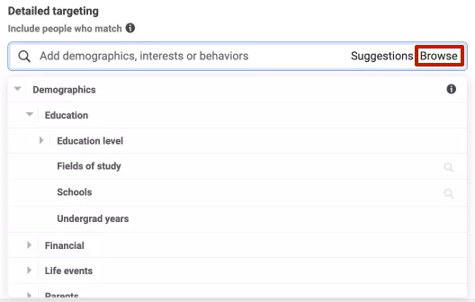 Click Browse to see a list of options.