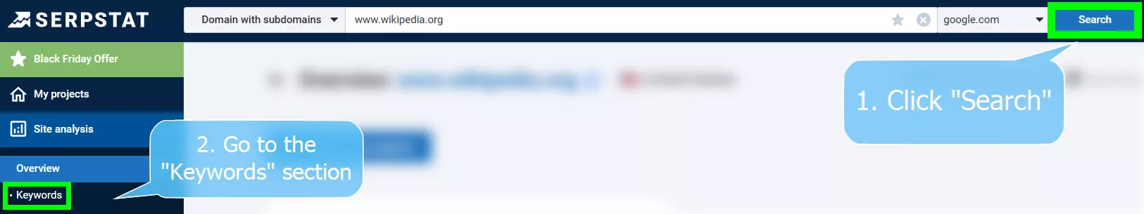 Click &ldquo;Search&rdquo; and go to the &ldquo;Keywords&rdquo; section.