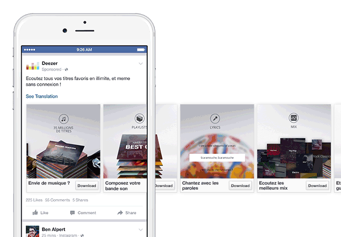 Deezer music app circle gallery in facebook