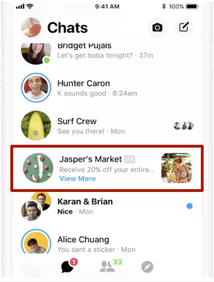 Для вхідних повідомлень в Messenger підходить тільки квадратне зображення зі співвідношенням сторін 1:1 і розширенням мінімум 1080х1080px.