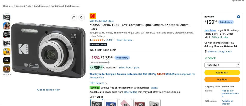 Electronics and Tech Accessories: Kodak PIXPRO FZ55 Digital Camera2