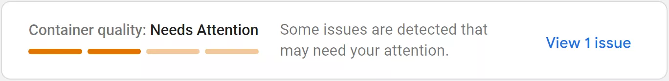 I just log in, open the right container, and in the Overview section, I can instantly see if there&rsquo;s a warning