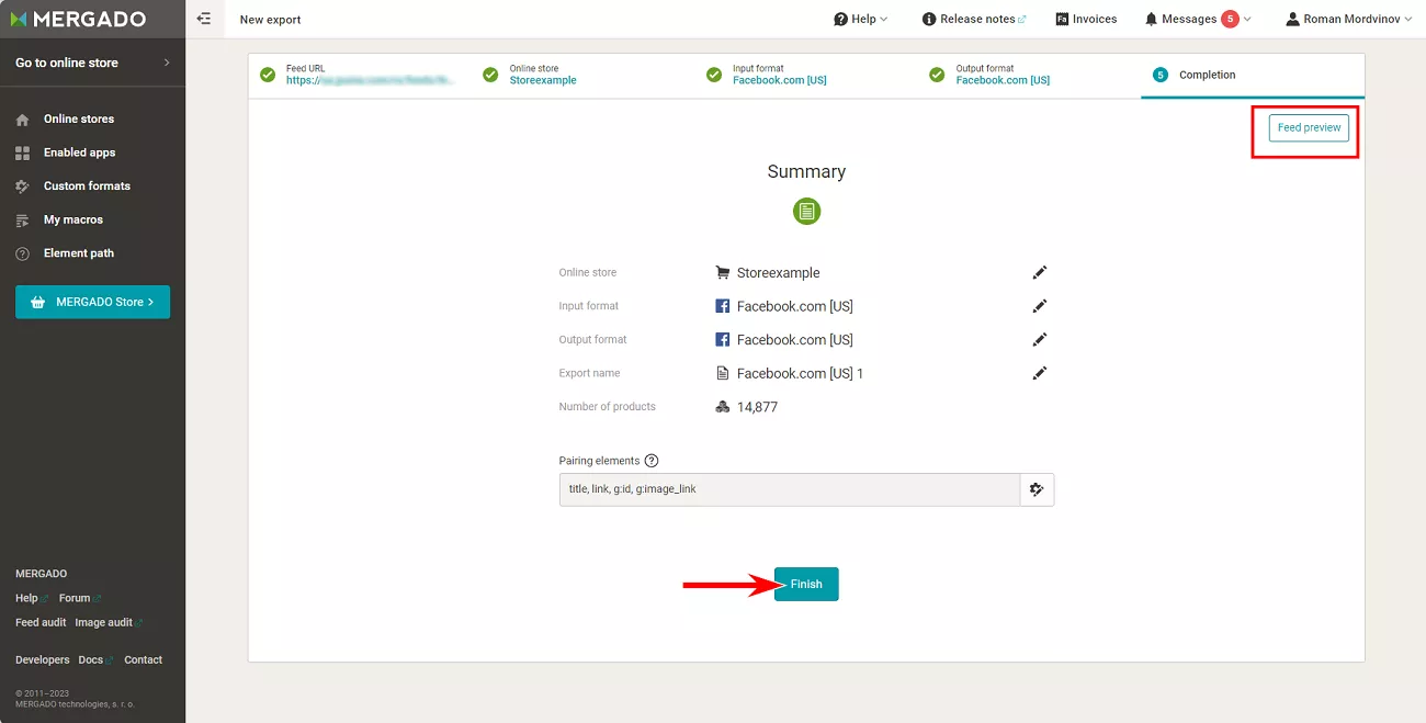 click Finish to start the import