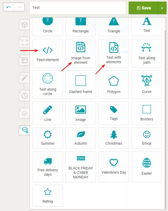 Feed element adds a feed element in the form of text