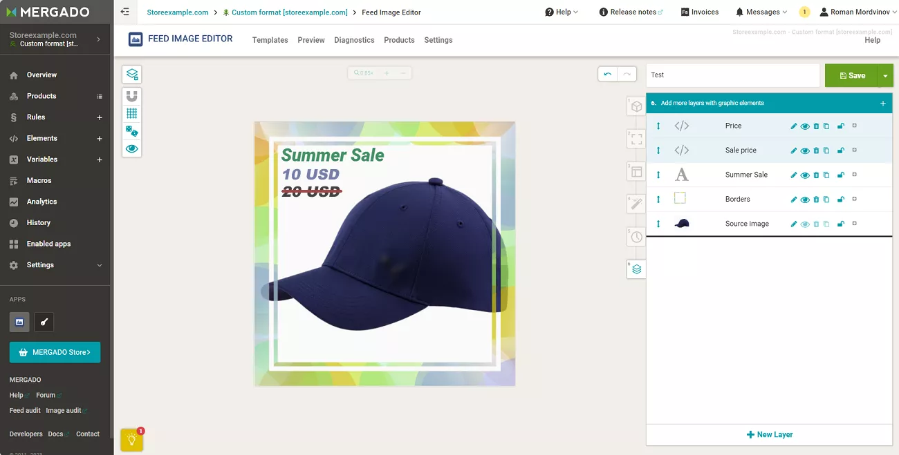 Add them to the template using the Feed element layer