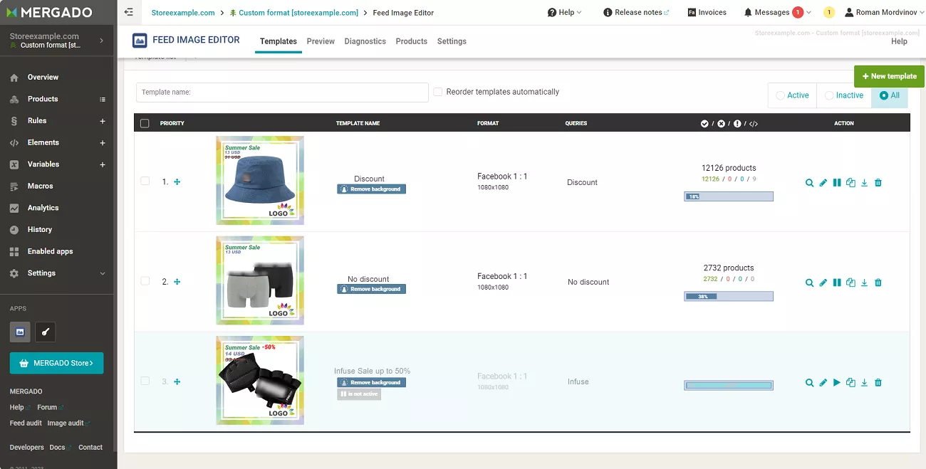 Now you have a new inactive template that will be activated later according to the schedule