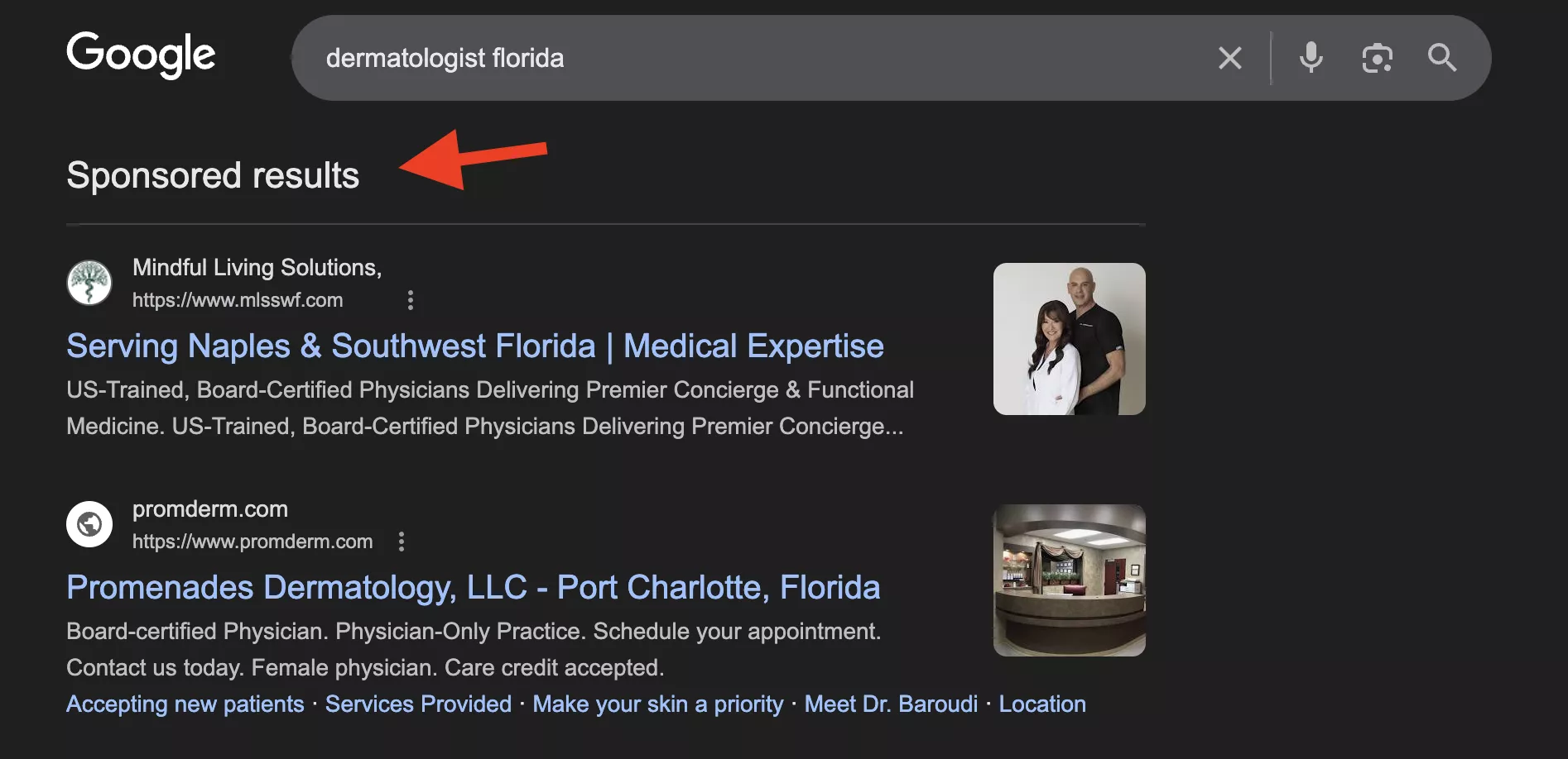 Healthcare PPC example