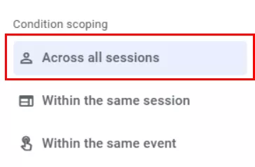 Select Across all sessions to target visitors with a high probability of purchasing