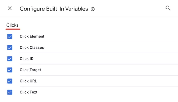 In a new window, scroll down to <b>Clicks </b>and check all the items in this subsection.Go to <b>Triggers </b>and click <b>New</b>