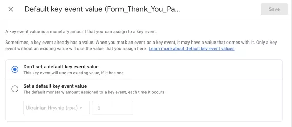 In the counting method settings, you can also add the value of the generated lead