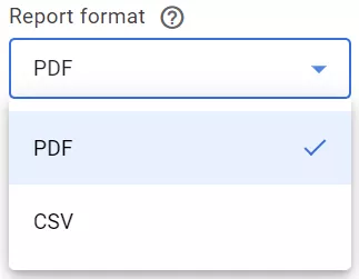 ви можете обрати формат отримування файлів у PDF чи CSV