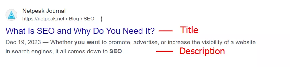 Optimize title and description meta tags