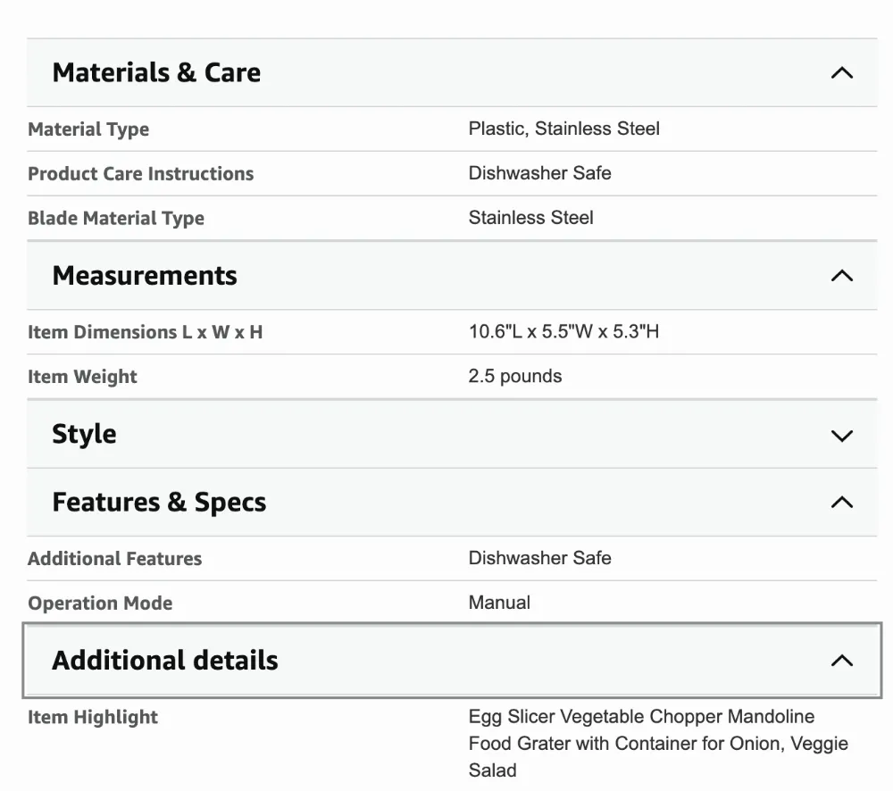 Product Attributes and Backend Data