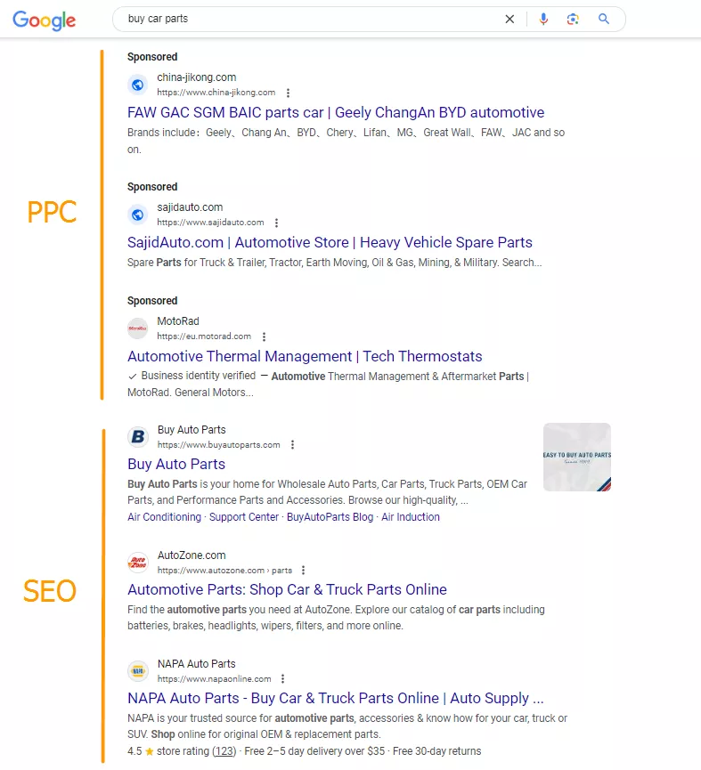 Sometimes, there may be two or three PPC blocks on the page, the first one necessarily at the top.