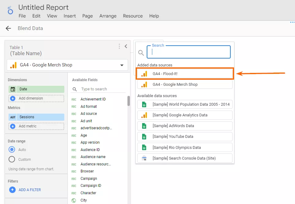 elect the second data source, the required parameters, and the indicators