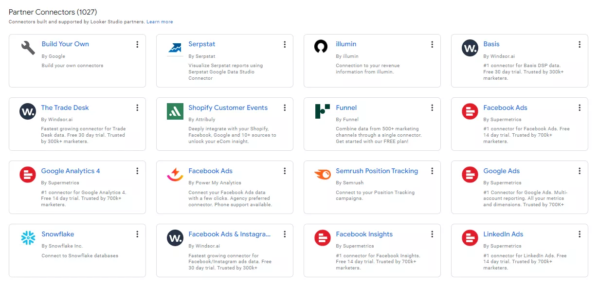 there are a large number of pre-built connectors (1027 at the time of writing) for many other popular services, such as Facebook Ads, Salesforce, Mailchimp, and others