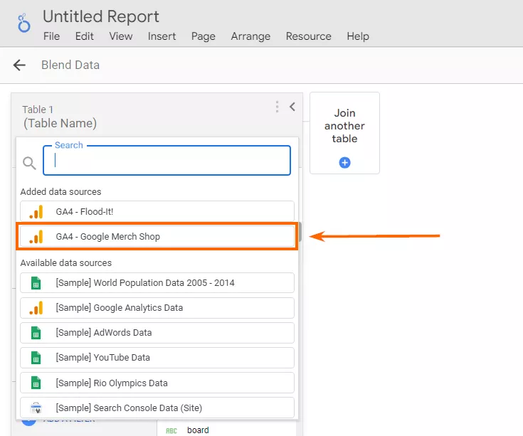 Select the desired data source, parameters, and indicators