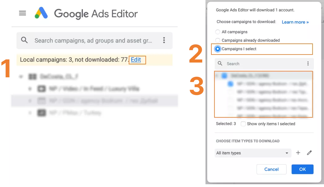 upload only selected campaigns