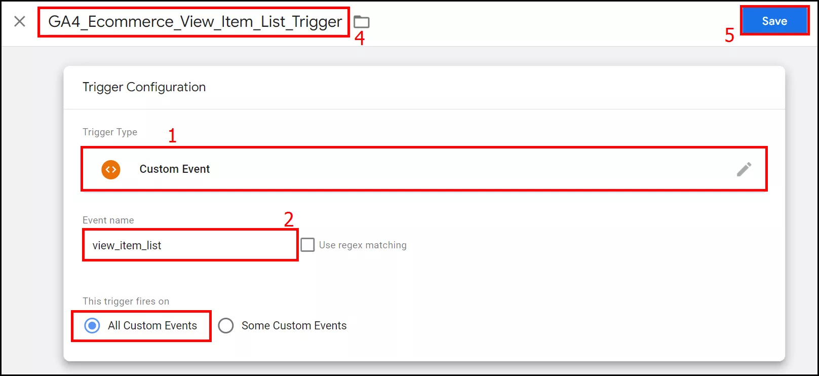 This trigger fires on: All custom events
