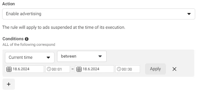 This will ensure that ads are displayed during this time period.