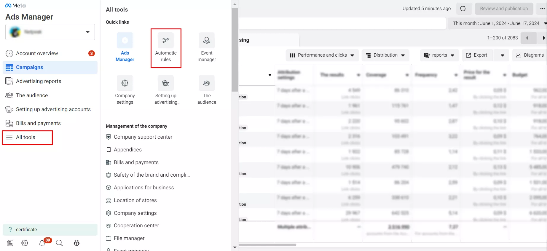 To create a rule, go to Facebook Ads Manager