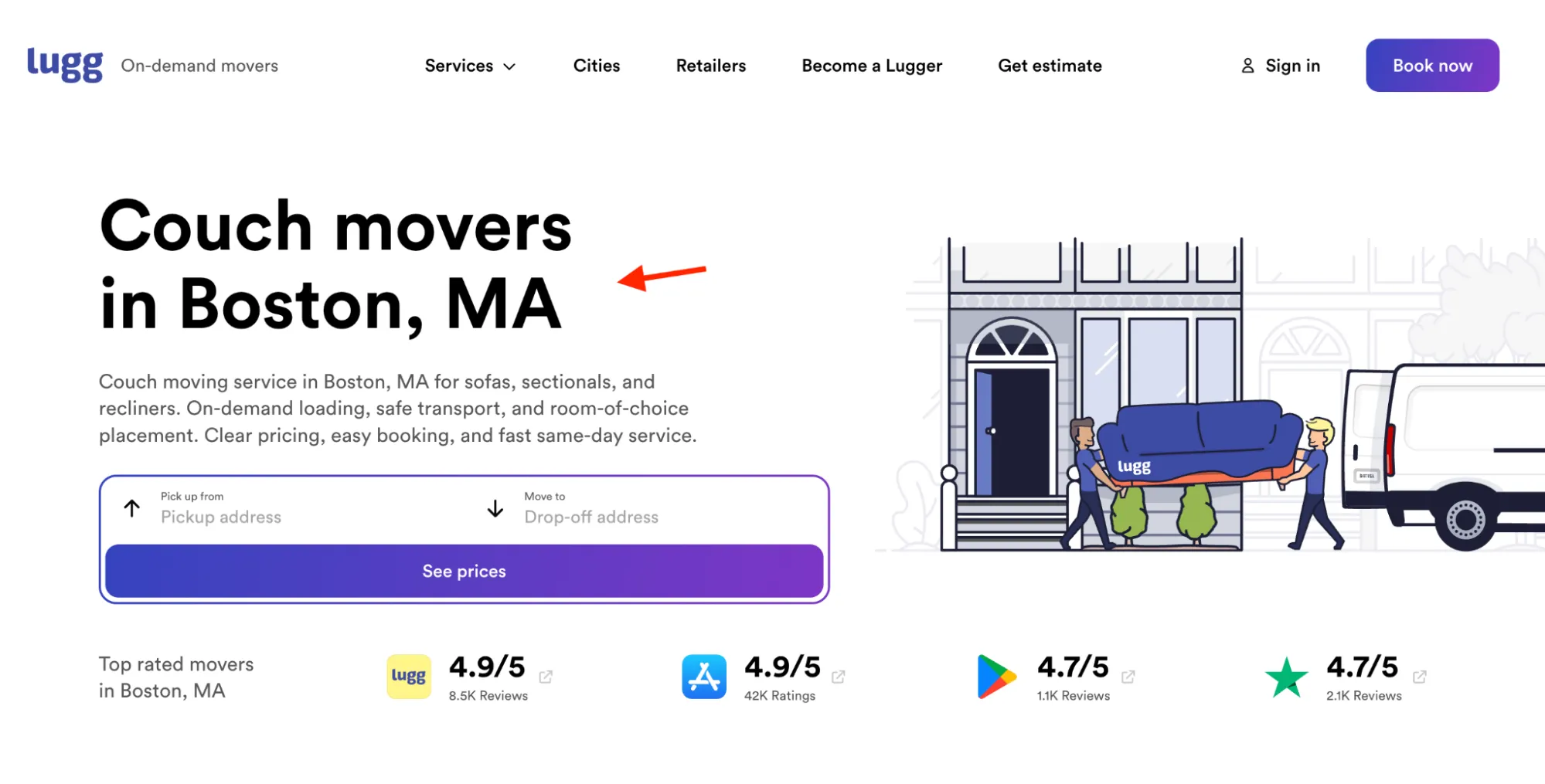 Couch Movers MA Example