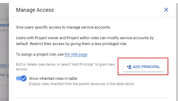 В открывшемся окне справа выберите Add principal.