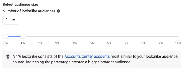 You can also select the Number of lookalike audiences and create multiple audiences with different similarity settings.