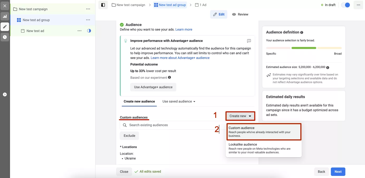 You can create these audiences when you set up targeting at the ad group level.